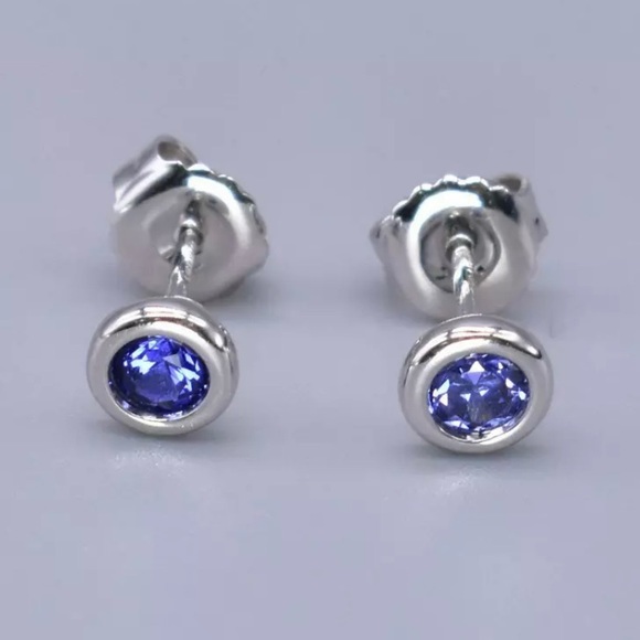 Tiffany & Co Silver Elsa Peretti Blue Tanzanite By Yard Earrings w/ Pouch - Picture 2 of 6
